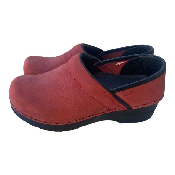 Sanita Professional Clogs EU 35 US 4 Red Suede Nurse Doctor Comfort Work Shoe - Picture 4 of 12